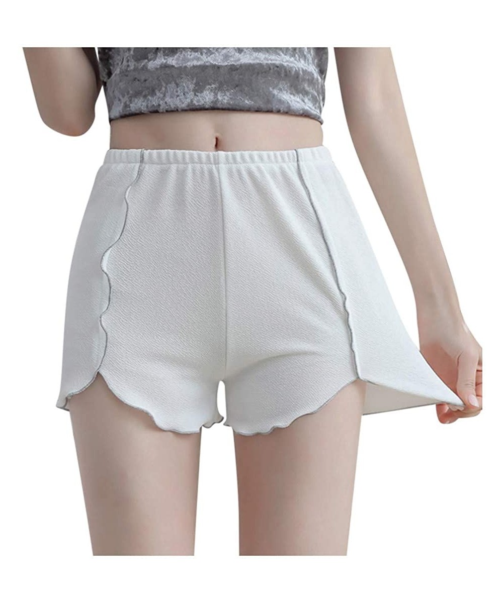 Bras Fashion Women Slim Pants Casual Solid Stretchy Underwear Shorts Safety - White - CS19COZTSX7