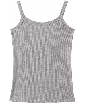 Camisoles & Tanks Women's Threaded Seamless Basic Camisole Top Tank - Grey - CC199OCIT92