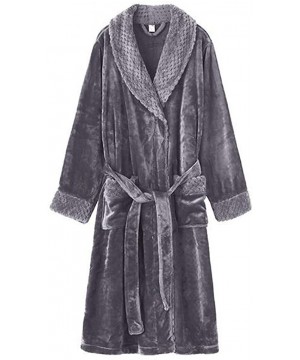 Robes Winter Warm Velvet Plush Robe for Women and Men-Solid Thicken Bathrobes Gown Pajamas Sleepwear Pocket Waistband - Women...