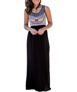 Baby Dolls & Chemises Women's Casual Loose Short Sleeve Floral Maxi Dresses with Pockets - Black a - C218TDO7YOH