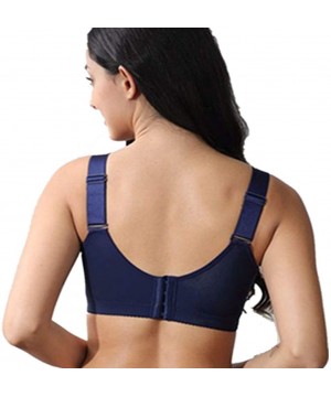 Bustiers & Corsets Women Plus Size Soft Cup Comfortable Push-up Bra Top - Blue - CC18YOMXZQS