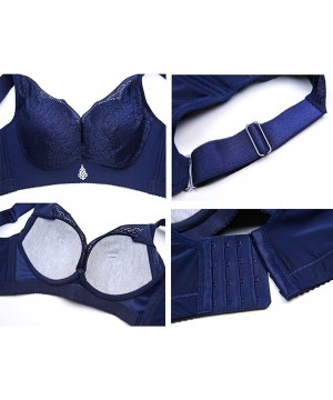 Bustiers & Corsets Women Plus Size Soft Cup Comfortable Push-up Bra Top - Blue - CC18YOMXZQS