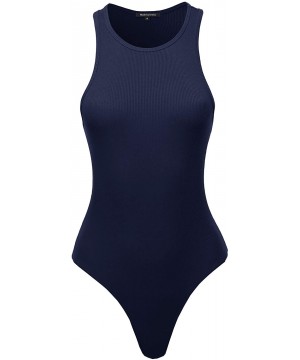 Shapewear Women's Classic Solid Sleeveless Scoop Neck Bodysuit - Fewtkv0061 Dark Navy - C118TUHS307