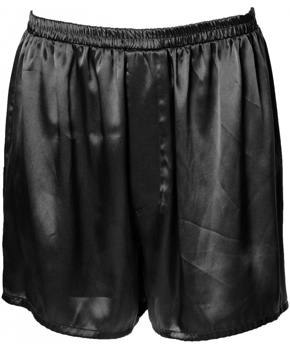 Boxers Men's Satin Boxer Short 8025 - Black - CT12NW3JUV7