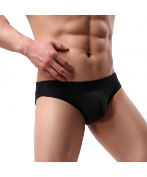 Briefs Mens Thong G-String Underwear Shorts Underpants Soft Briefs Panties Comfort - Black - C818QGWGO6I