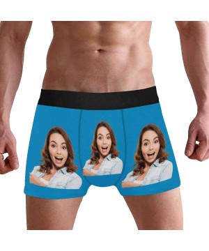 Boxers Custom Funny Face Boxers Briefs for Men Boyfriend- Customized Underwear with Picture Grigfriend Wife Photo All Gray St...