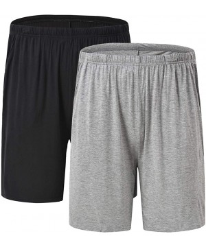 Sleep Bottoms Men's Pajama Shorts Soft Sleep Bottoms Lightweight Lounge Shorts with Pockets - Black/Light Grey - CX18WOZ558W