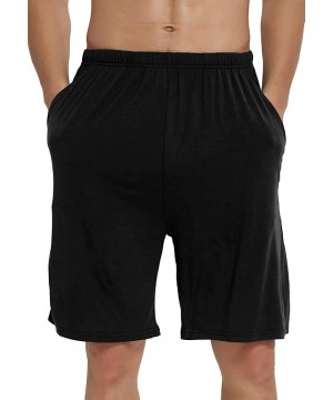 Sleep Bottoms Men's Pajama Shorts Soft Sleep Bottoms Lightweight Lounge Shorts with Pockets - Black/Light Grey - CX18WOZ558W