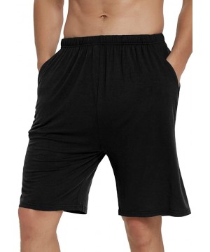 Sleep Bottoms Men's Pajama Shorts Soft Sleep Bottoms Lightweight Lounge Shorts with Pockets - Black/Light Grey - CX18WOZ558W