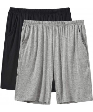 Sleep Bottoms Men's Pajama Shorts Soft Sleep Bottoms Lightweight Lounge Shorts with Pockets - Black/Light Grey - CX18WOZ558W