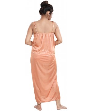 Robes Multicolor Satin Solid Women Nighty with Robe (Free Size) - Peach - C619CL633SW