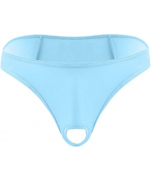 Bustiers & Corsets Mens Lingerie Micro Thong Bikini Front Hole Underwear G-String Underpants - Light Blue - CD18TUMG3T7