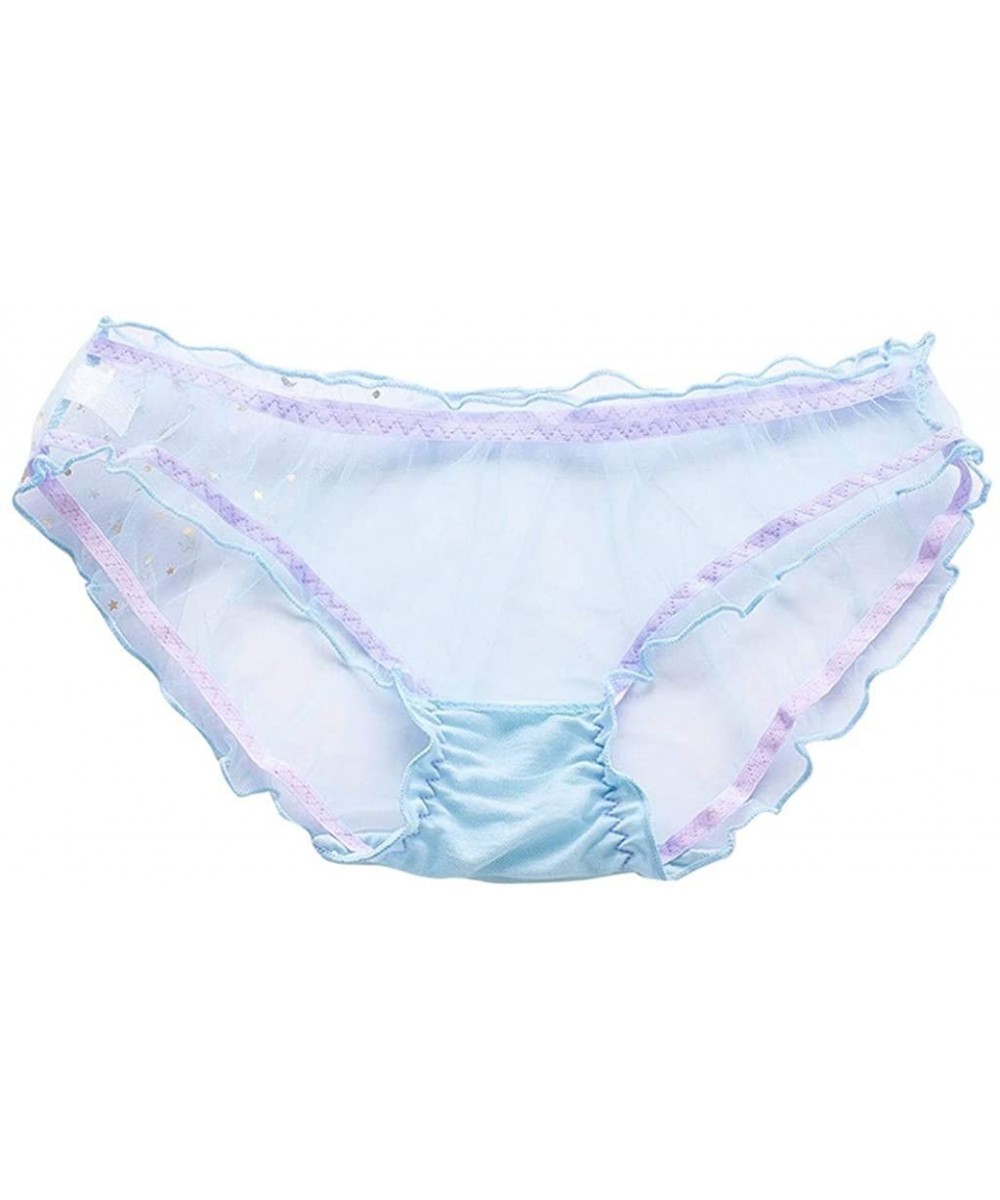 Slips Woemns Underwear Invisible Sexy Lace Panties Translucent Bikini Coverage Panties - Blue - CM1962RCUI7