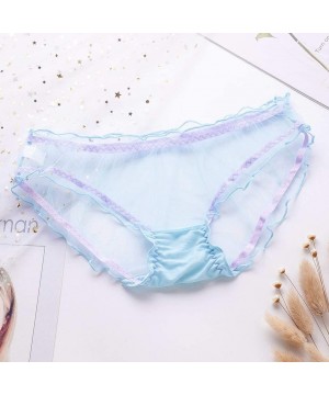 Slips Woemns Underwear Invisible Sexy Lace Panties Translucent Bikini Coverage Panties - Blue - CM1962RCUI7