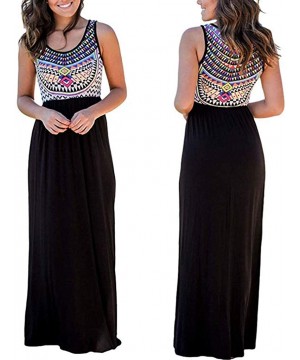 Baby Dolls & Chemises Women's Casual Loose Short Sleeve Floral Maxi Dresses with Pockets - Black a - C218TDO7YOH