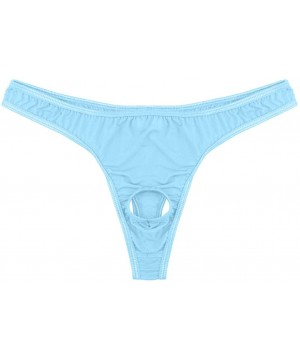 Bustiers & Corsets Mens Lingerie Micro Thong Bikini Front Hole Underwear G-String Underpants - Light Blue - CD18TUMG3T7