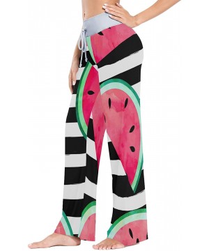 Bottoms Fruit Watermelon Stripes Women Loose Palazzo Casual Drawstring Sleepwear Print Yoga Pants - CV19D8UWMCL