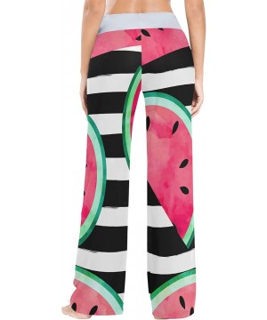 Bottoms Fruit Watermelon Stripes Women Loose Palazzo Casual Drawstring Sleepwear Print Yoga Pants - CV19D8UWMCL