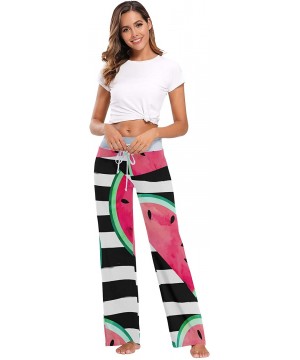 Bottoms Fruit Watermelon Stripes Women Loose Palazzo Casual Drawstring Sleepwear Print Yoga Pants - CV19D8UWMCL