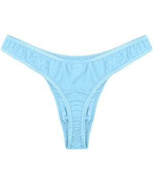 Bustiers & Corsets Mens Lingerie Micro Thong Bikini Front Hole Underwear G-String Underpants - Light Blue - CD18TUMG3T7