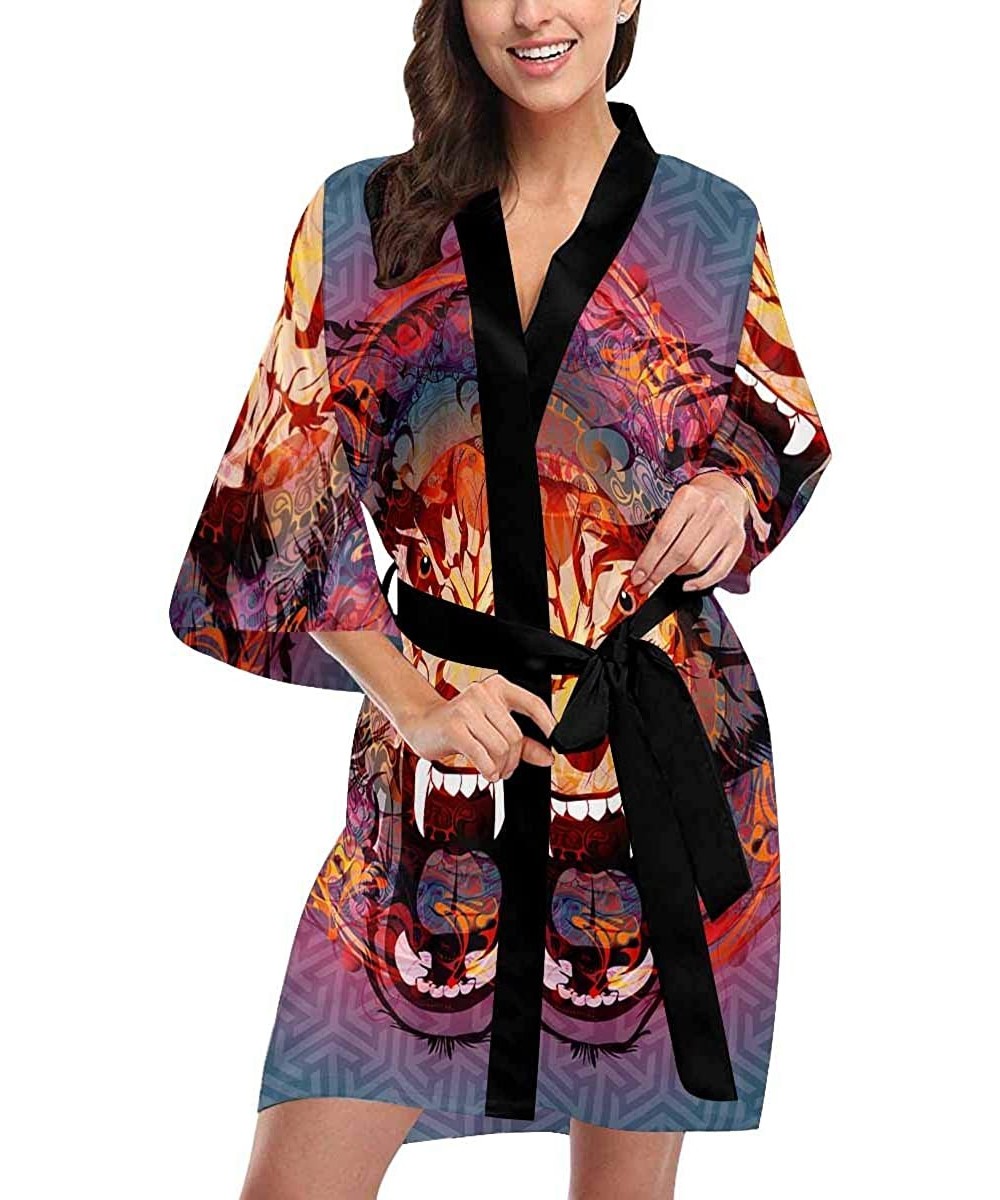 Robes Custom Hand Drawn Hearts Women Kimono Robes Beach Cover Up for Parties Wedding (XS-2XL) - Multi 4 - C0194TEEG49