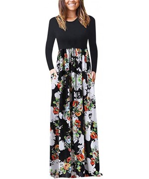 Slips Women's Casual Short Sleeve Bohimian Vintage Dress Fashion O-Neck Print Maxi Tank Long Dress Loose Plus Size Dress - Bl...