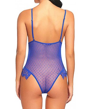 Tops Lingerie for Women Teddy One Piece Lace Babydoll Bodysuit - Blue - CP18WWD93RS