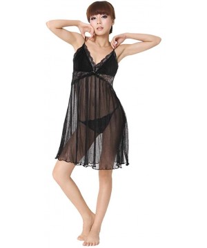 Nightgowns & Sleepshirts Nightwear Sheer Crepe Chiffon and Scalloped Lace Nightgown Dress Sexy Nightwear Outfit for Women - B...