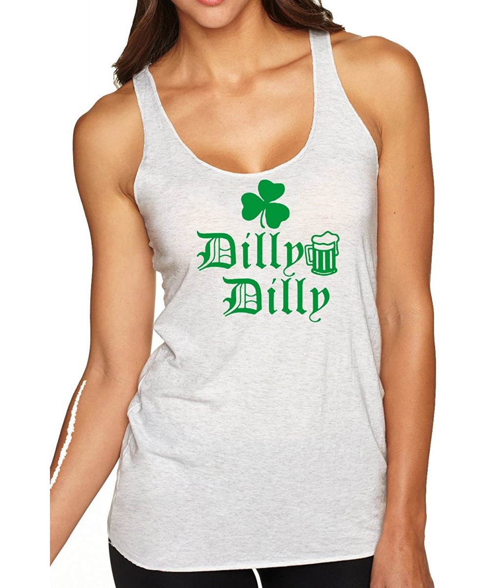 Camisoles & Tanks Dilly Dilly Beer Shamrock Green | Womens ST. Patrick's Day Premium Tri-Blend Racerback Tank Top - Heather W...