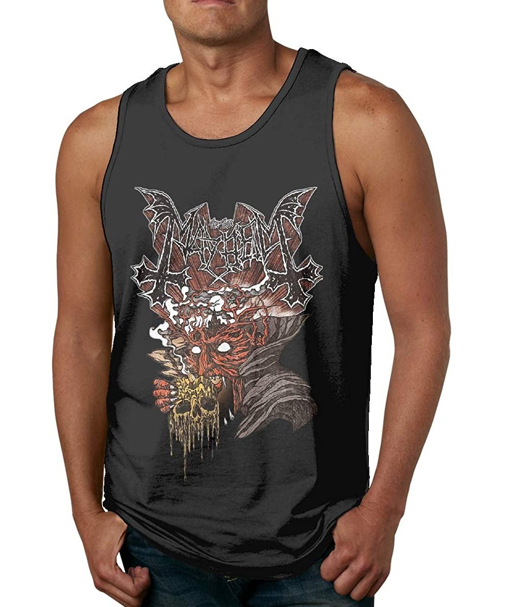 Undershirts Male Durable Logo with Mayhem Transylvania Fitness Sleeveless Tank Tops T-Shirts - Black - CB198QZ02I3