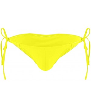 Briefs Sexy Mens Lingerie Briefs Jockstraps- One Piece Thong Bikini Front Hole Underwear G-String Underpants - Yellow - CZ194...