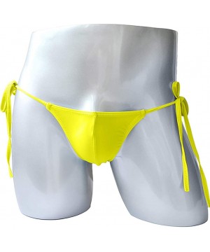 Briefs Sexy Mens Lingerie Briefs Jockstraps- One Piece Thong Bikini Front Hole Underwear G-String Underpants - Yellow - CZ194...