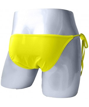 Briefs Sexy Mens Lingerie Briefs Jockstraps- One Piece Thong Bikini Front Hole Underwear G-String Underpants - Yellow - CZ194...