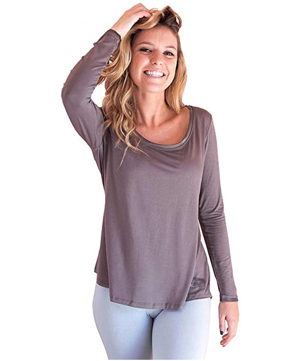 Tops Dreamwear Bamboo Long Sleeve Shirt - Earl Grey - CZ193GOXN2Q