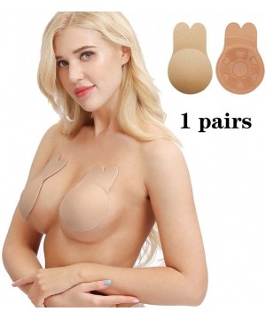 Accessories Womens Nipplecovers Adhesive Silicone Nipple Rabbit Ears Pasties Breast Pairs Bra Reusablecloth Beige-4 - Cloth B...