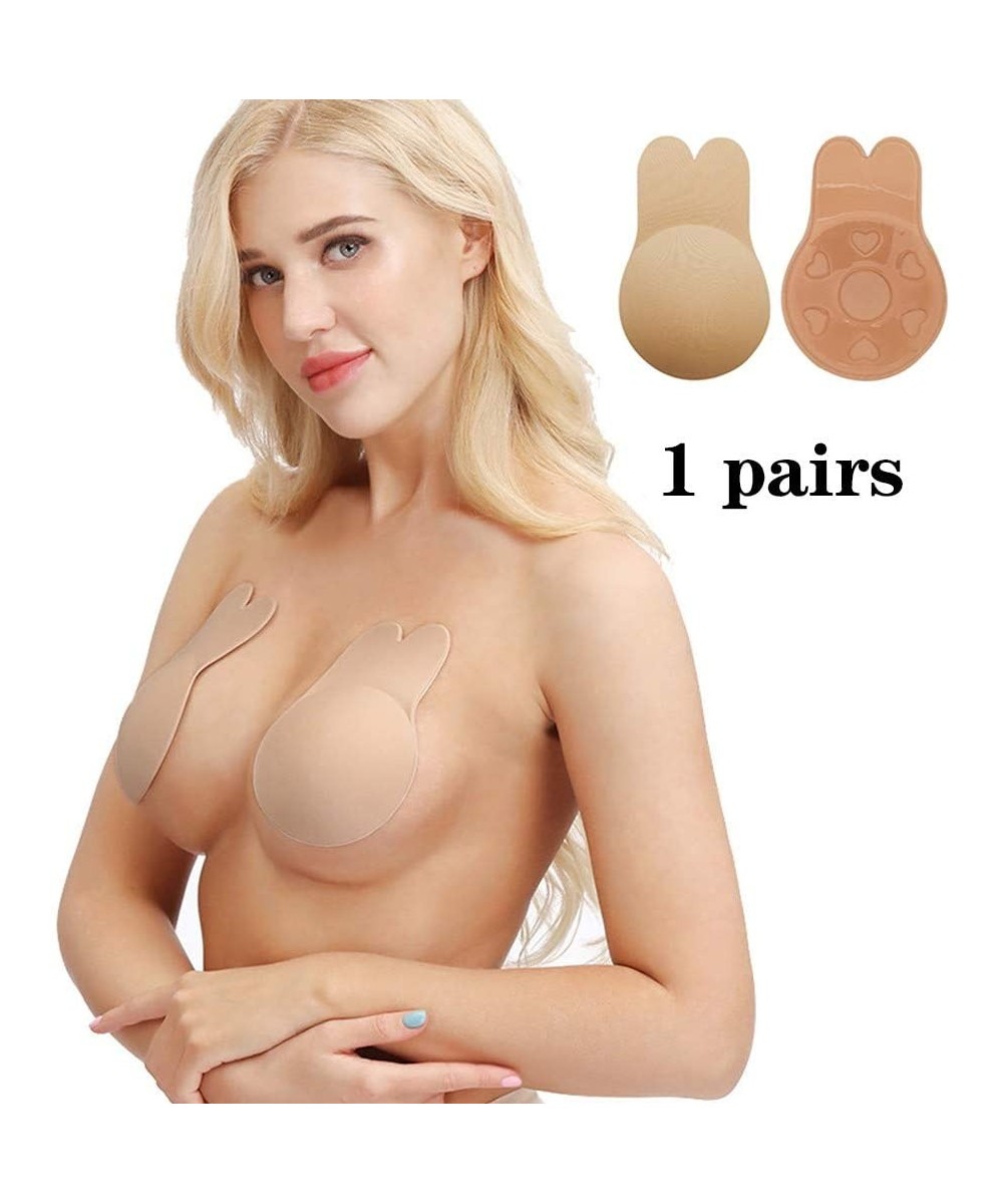 Accessories Womens Nipplecovers Adhesive Silicone Nipple Rabbit Ears Pasties Breast Pairs Bra Reusablecloth Beige-4 - Cloth B...