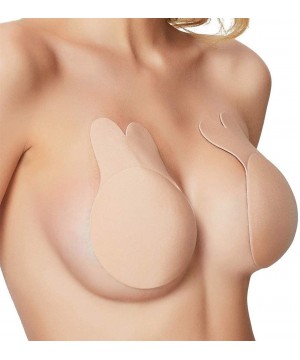 Accessories Womens Nipplecovers Adhesive Silicone Nipple Rabbit Ears Pasties Breast Pairs Bra Reusablecloth Beige-4 - Cloth B...