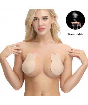 Accessories Womens Nipplecovers Adhesive Silicone Nipple Rabbit Ears Pasties Breast Pairs Bra Reusablecloth Beige-4 - Cloth B...