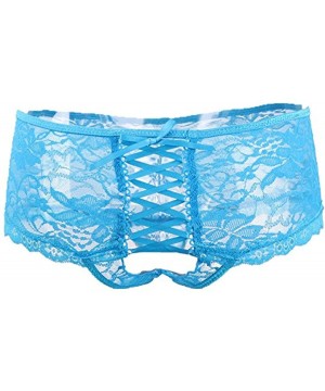 Panties Women Lace Boyshort Panties Plus Size Underwear Lingerie for Women(M-6XL) - Blue - CY189UGRUXY