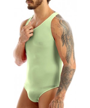 G-Strings & Thongs Men's Stretch Swimsuit Leotard Bodysuit Underwear Bikini Thongs - Green - CZ12K6VZ5S1