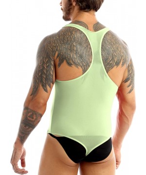 G-Strings & Thongs Men's Stretch Swimsuit Leotard Bodysuit Underwear Bikini Thongs - Green - CZ12K6VZ5S1