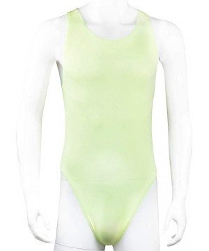 G-Strings & Thongs Men's Stretch Swimsuit Leotard Bodysuit Underwear Bikini Thongs - Green - CZ12K6VZ5S1