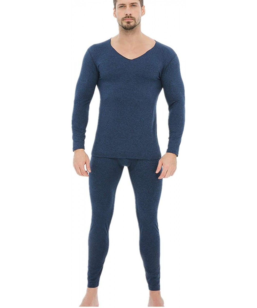 Thermal Underwear Men's Soft Thermal Underwear Long Johns Set with Thin Fleece Lined Base Layer Winter Warm Top & Bottom - Na...