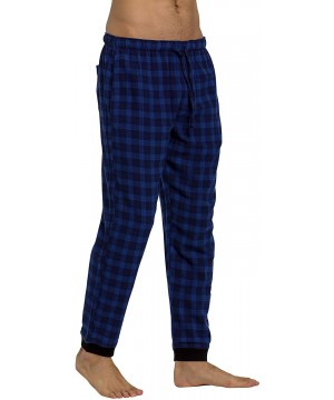 Sleep Bottoms Men's 100% Cotton Flannel Jogger Pajama Lounge Pant - Insignia Blue - CF1884IZAA0