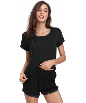 Sets Womens Pajama Shorts Set Soft Pjs Scoop Neck Sleepwear - Black - CQ18G6A8OL9