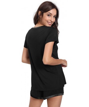 Sets Womens Pajama Shorts Set Soft Pjs Scoop Neck Sleepwear - Black - CQ18G6A8OL9