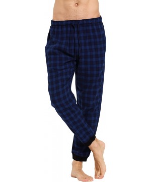 Sleep Bottoms Men's 100% Cotton Flannel Jogger Pajama Lounge Pant - Insignia Blue - CF1884IZAA0