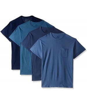 Undershirts Men's Crew Neck T-Shirt Multipack - Multi-shade Blue - C6189L09UXN