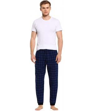 Sleep Bottoms Men's 100% Cotton Flannel Jogger Pajama Lounge Pant - Insignia Blue - CF1884IZAA0