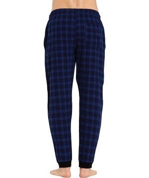 Sleep Bottoms Men's 100% Cotton Flannel Jogger Pajama Lounge Pant - Insignia Blue - CF1884IZAA0